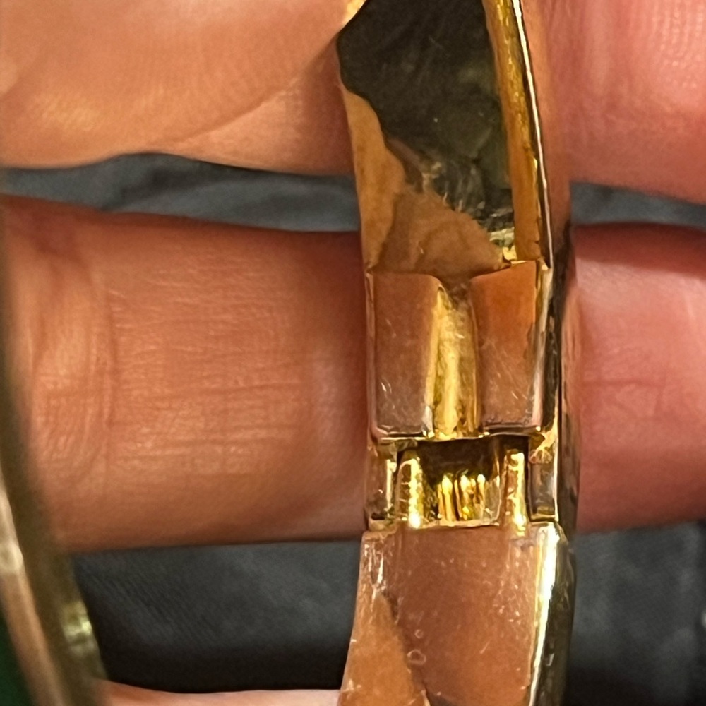 Talbots Signed Green Enamel Hinged Bangle Bracele… - image 5